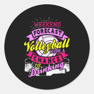 Weekend Forecast Volleyball met kans op drinken Ronde Sticker