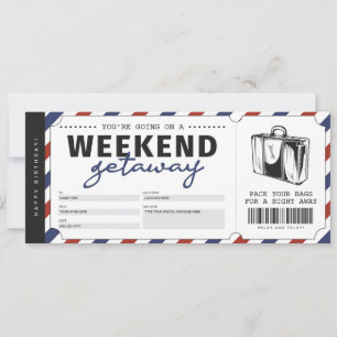 Weekend Getaway Gift Travel Ticket Voucher Kaart