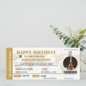 Weekend Getaway Verjaardag Boarding Pass Ticket In Kaart (Staand voorkant)
