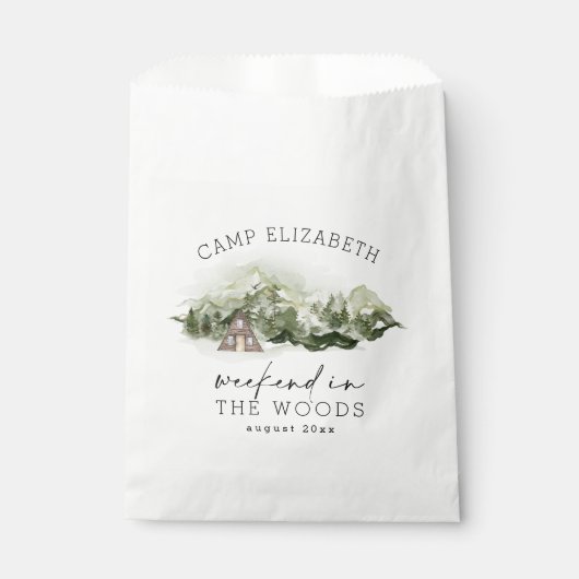 Weekend in de Bossen Camping Bachelorette Bedankzakje (Voorkant)