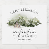 Weekend in de Bossen Camping Bachelorette Likeurfles Etiket (Enkel label)