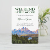 Weekend in de Bossen Rustic Mountain Bachlorette Kaart (Staand voorkant)