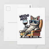 Weekend Mood Kat Chill Briefkaart (Voorkant / Achterkant)
