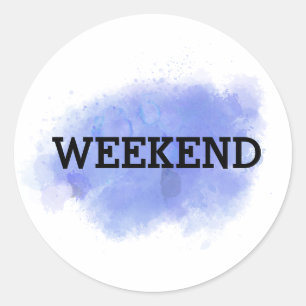 Weekend Paarse Abstracte Waterverf Ronde Sticker