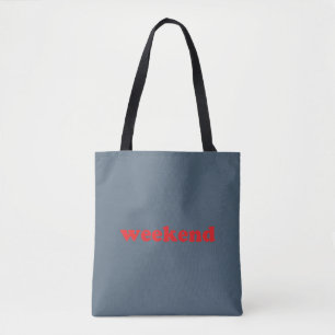 " weekend " rood blauw / grijs draagtas