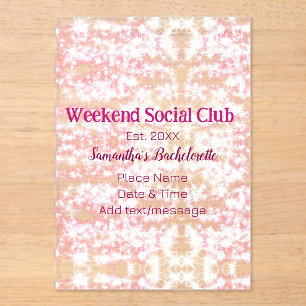 Weekend Social club roze glitter bachelorette deel Acryl Uitnodigingen