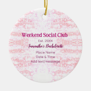 Weekend Social club roze glitter bachelorette deel Keramisch Ornament