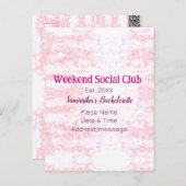 Weekend Social club roze glitters vrijgezellenfees Briefkaart (Voorkant / Achterkant)