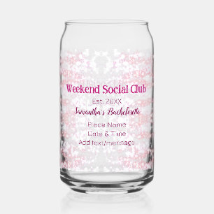 Weekend Social club roze glittersingleparty Blikvorm Glas