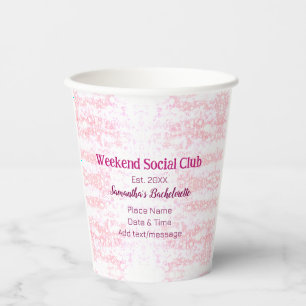 Weekend sociale club roze glitters bachelorette fe papieren bekers