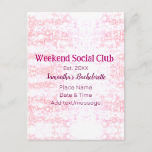 Weekend sociale club roze glittersingleparty briefkaart