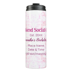 Weekend sociale club roze glittersingleparty thermosbeker