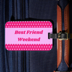 Weekend van Beste Vriendin Roze Stippen Meisjesrei Bagagelabel