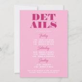 Weekend van de Bold Pink Bachelorette Kaart (Achterkant)