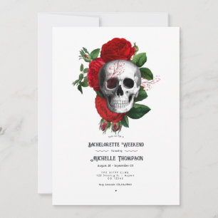 Weekend van Red and Black Floral Gothic Bacheloret Kaart