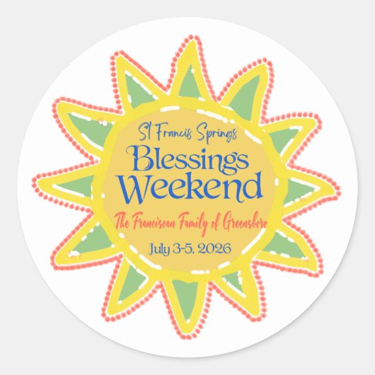 Weekend van Zegeningen Ronde Sticker (Voorkant)