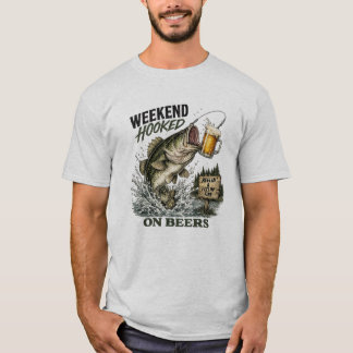 Weekend verslaafd aan bier | Grappige visserijbier T-shirt