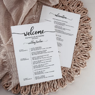 Weekend Wedding Schedule Elegant Calligraphy Kaart