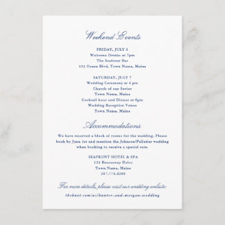 Weekendactiviteiten en accommodatie-insteekkaart informatiekaartje