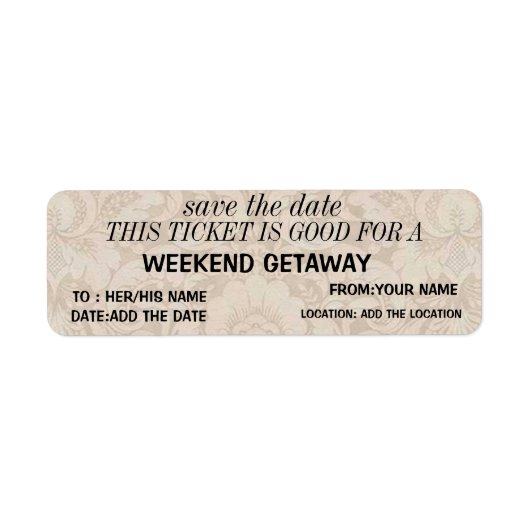 Weekendje weg cadeau etiket (Voorkant)