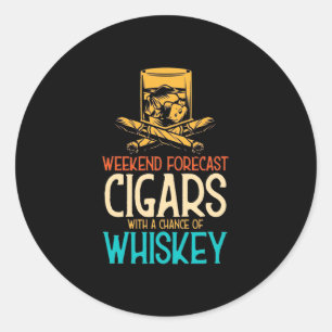 Weekendkaarten met een kans op whisky ronde sticker