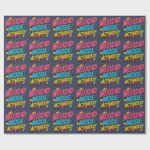 Weekendmodus geactiveerd Retro 80s-typografie BES Cadeaupapier