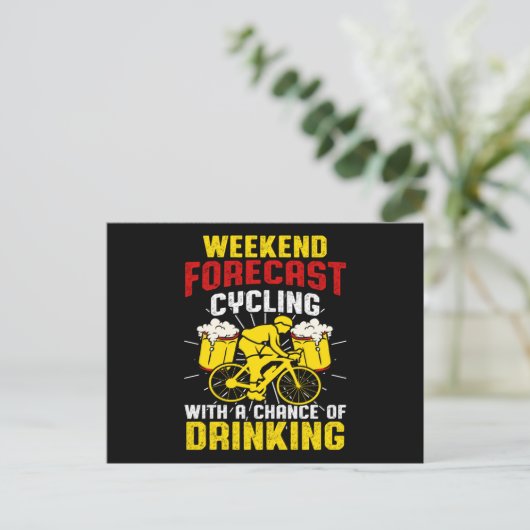 Weekendprognose fietser Drink bier Briefkaart (Staand voorkant)