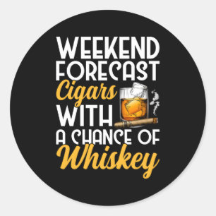 Weekendprognose sigaren en whisky Bourbon Drinke Ronde Sticker