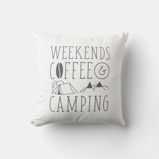 Weekends Coffee And Camping Kussen (Voorkant)