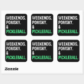 Weekends Pomsky en Pickleball Grappige Hond Gift Vierkante Sticker (Vel)
