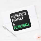 Weekends Pomsky en Pickleball Grappige Hond Gift Vierkante Sticker (Envelop)