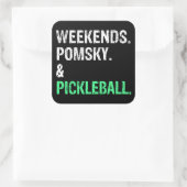 Weekends Pomsky en Pickleball Grappige Hond Gift Vierkante Sticker (Tas)