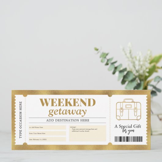 Weekenduitstap Cadeaoreis Reizen Gouden tegoedbon Kaart (Staand voorkant)