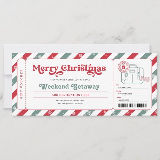 Weekenduitstap Kerstcadeaubon Kaart (Voorkant)