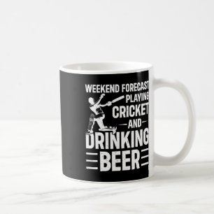 Weekendvoorspelling Cricket spelen en bier drinken Koffiemok