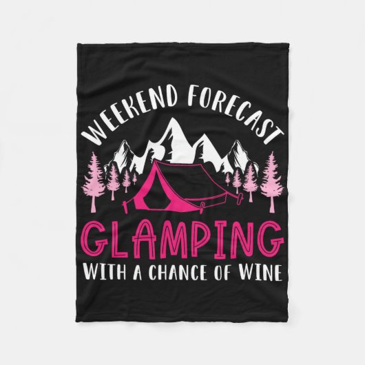 Weekendvoorspelling Glamping Wine Funny Glamper Ca Fleece Deken (Voorkant)