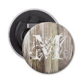 Weekhout monogrammen button flesopener (Voorkant)