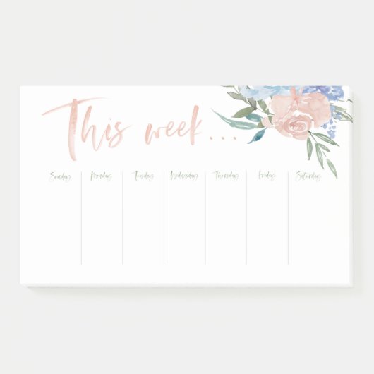 weekkalender voor waterverf bloem post-it® notes (Voorkant)