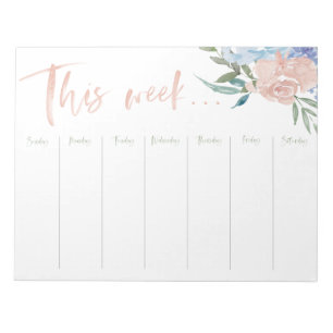 Weekkalender-waterverven bloemen notitieblok