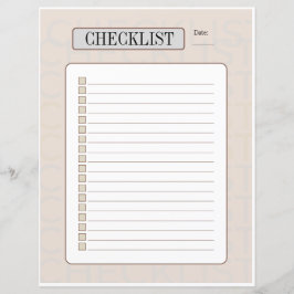 Weekly Checklist sheet