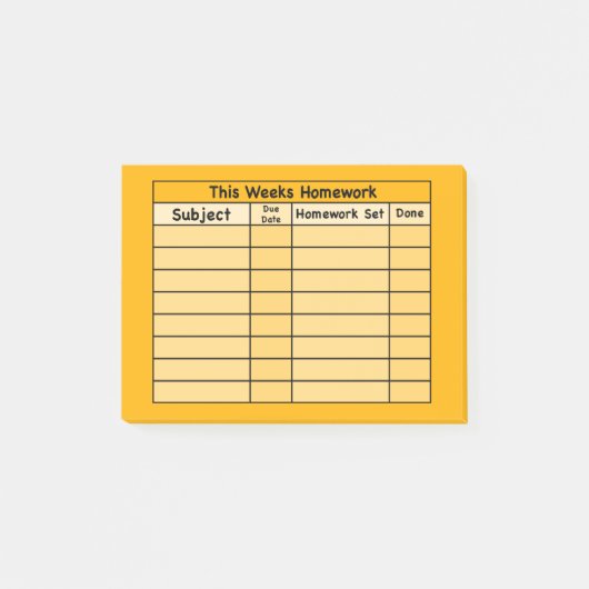 Weekly Homework Post-it Post-it® Notes (Voorkant)
