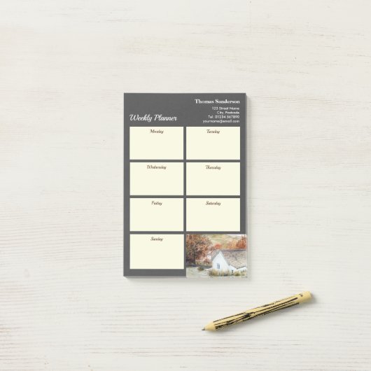 Weekly Planner Autumn Buttermere Village England Post-it® Notes (Op bureau)