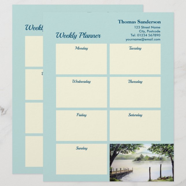 Weekly Planner Derwentwater Lake District Cumbria Briefhoofd (Voorkant / Achterkant)