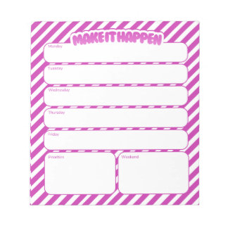 Weekly Planner Notepad - Pink Striped Notitieblok