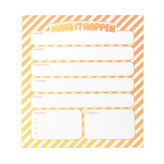 Weekly Planner Notepad - Yellow Striped Notitieblok