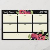 Weekly Planner Waterverf Red Poppies Black Statio Briefpapier (Achterkant)