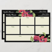 Weekly Planner Waterverf Red Poppies Black Statio Briefpapier (Voorkant / Achterkant)