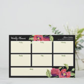Weekly Planner Waterverf Red Poppies Black Statio Briefpapier (Staand voorkant)