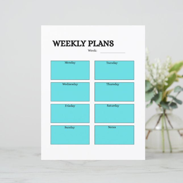 WEEKLY PLANS sheet (Staand voorkant)