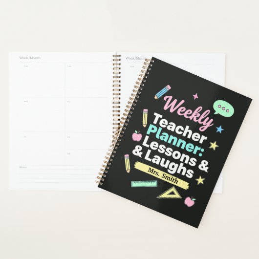 Weekly Teacher Planner: Lessons & Laughs  (Devant avec enveloppe)